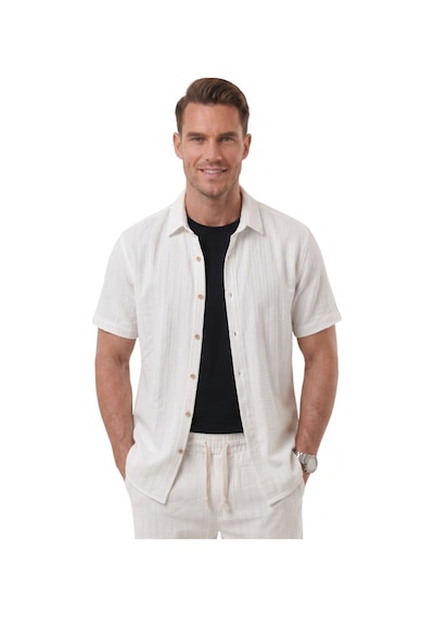 Deep Sea Deepsea Beyaz Slim Fit Çizgi Dokulu Keten Görünümlü Kısa Kol Erkek Spor Gömlek 2602648 Deep Sea Deepsea Beyaz Slim Fit Çizgi Dokulu Keten Görünümlü Kısa Kol Erkek Spor Gömlek 2602648