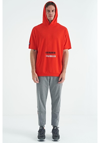 Tommy Life Fiesta Kanguru Cepli Yazı Nakışlı Kapüşonlu Erkek T-shirt - 88195 001