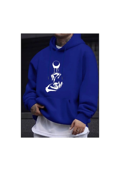 Medinenur Eşsiz Desen Kalın İçi Yumuşacık Sweatshirt Saks