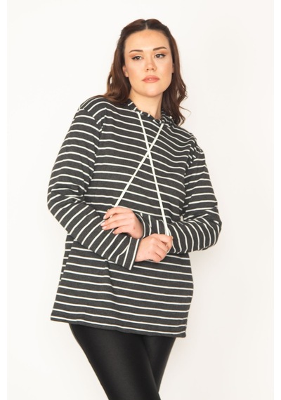 Şans Kadın Siyah İçi Şardonlu Kumaş Kapşonlu Sweatshirt 65n32459-siyah Siyah