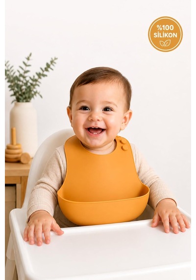 Bpa İçermeyen%100 Silikon Bebek Mama Önlüğü Kaydırmaz Cepli Bebek Önlüğü Sarı Belirtilmemiş