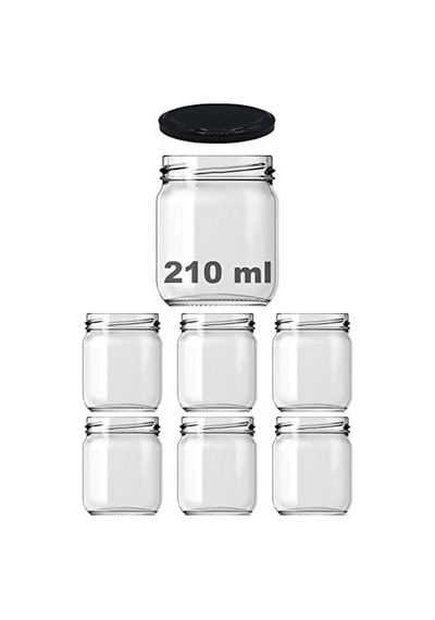 10-1000 Ml Farklı Boyutlarda Kavanoz 10-1000 Arası Cc Konserve Metal Kapaklı Cam Kavanoz 6 Adet Şeffaf, 210 Cc Açık Kahverengi