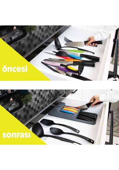 Decobella 2 Sıra Bıçaklık, 18 Bıçak Kapasiteli, Yer Tasarruflu Ve Güvenli Saklama, Beyaz