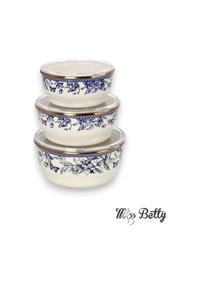 Miss Betty Blue Life 3'lü Emaye Saklama Kabı 14-16-18 CM Renkli