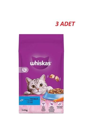 Whiskas Yetişkin Ton Balıklı Kedi Maması 1.4 Kg 3 Adet