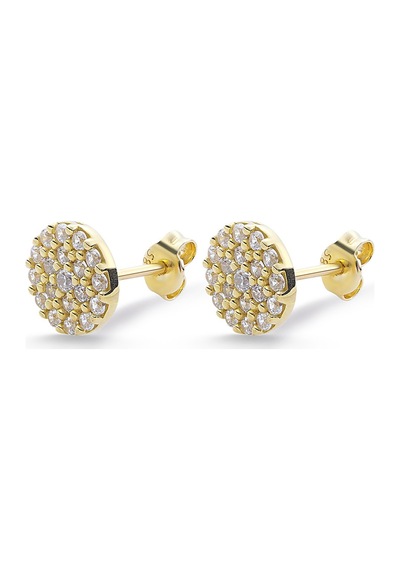 Sefa Gold 14 Ayar Altın Taşlı Sarı Daire Küpe
