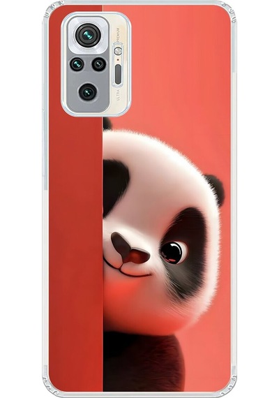 Xiaomi Redmi Note 10 Pro Uyumlu Şeffaf Kılıf 4 Peluş Panda Tasarımlı