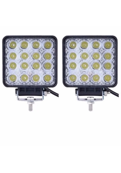 Carub 2 Adet Off Road Çalışma Lambası Sis Lambası 10-30v 48w 16 Led Kare
