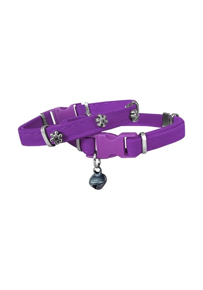 Kadife Kedi Boyun Tasması Kar Taneli 20-32 Cm Mor