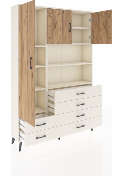 Arges Dolap 8 Raflı 6 Çekmeceli 3 Kapaklı 132x30x195 Aytaşı-ç... Aytaşı