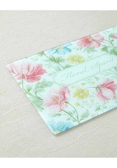 English Home Floral Spirit Cam Kesme Tahtası 25x35 Cm Pembe - Mavi