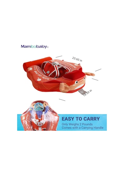 Mambobaby Yüzme Simidi - Kırmızı Yengeç, Emniyetli, Gölgelikli Ve Ayak Destekli