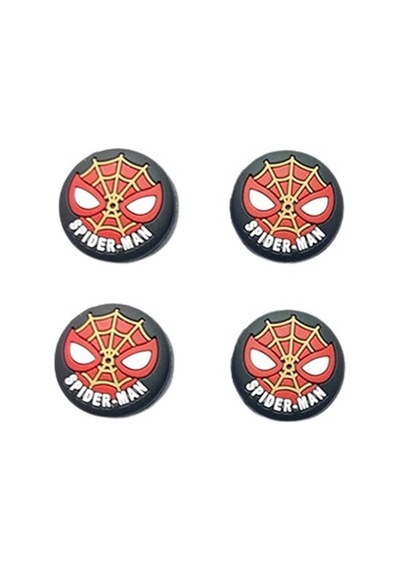 Cafele PS4 - PS5 - Xbox One X/S - Series X - Series S Analog Koruyucu Silikon Pad Spiderman Maske Siyah