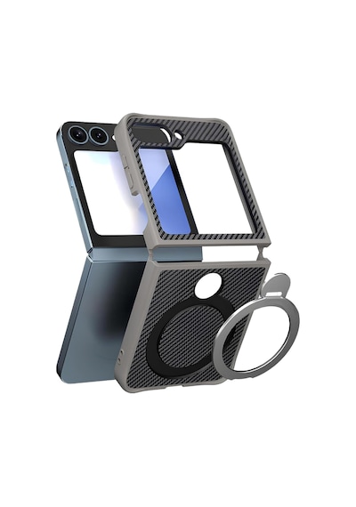 Samsung Galaxy Z Flip 6 Uyumlu Magsafe Manyetik Halkalı Kılıf 360 Döner Yüzük Standlı, Karbon Fiber Desenli, Kamera Korumalı, Darbelere Ve Çizilmelere Dayanıklı Kapak Gri Samsung Galaxy Z Flip 6 Uyumlu Magsafe Manyetik Halkalı Kılıf 360 Döner Yüzük Standlı, Karbon Fiber Desenli, Kamera Korumalı, Darbelere Ve Çizilmelere Dayanıklı Kapak Gri