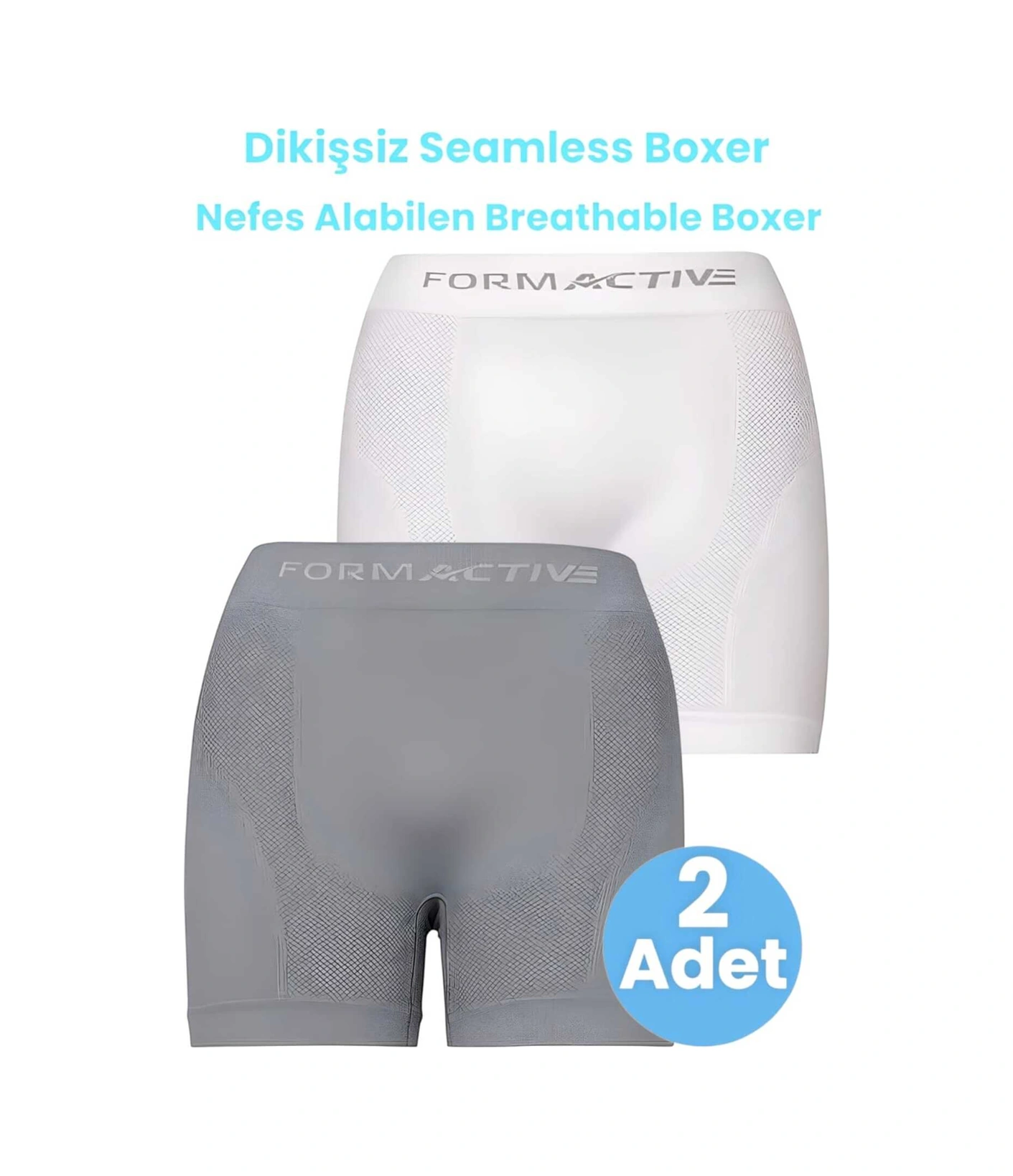 Tezzgelsin Erkek Dikişsiz/seamless Nefes Alabilen Boxer 2'li Set Beyaz - Gri