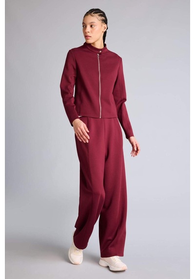 Defacto Standart Fıt Dik Yaka Skuba Dalgıç Kumaş Fermuarlı Sweatshirt G1172ax26spbr115 Bordo-br115