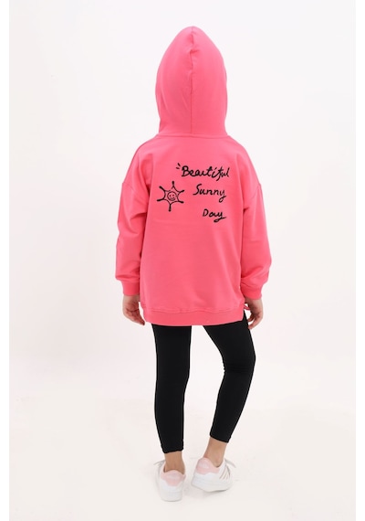 Toontoy Kids Toontoy Kız Çocuk 2'li Takım Baskılı Kapüşonlu Düşük Omuz Cepli Yırtmaçlı Sweatshirt & Basic Düz Tayt Fuşya Toontoy Kids Toontoy Kız Çocuk 2'li Takım Baskılı Kapüşonlu Düşük Omuz Cepli Yırtmaçlı Sweatshirt & Basic Düz Tayt Fuşya
