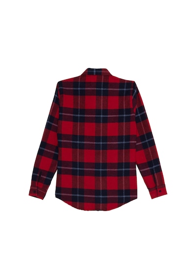Tudors Erkek Slim Fit Dar Kesim Kareli Kışlık Oduncu Gömlek-42343 Kırmızı