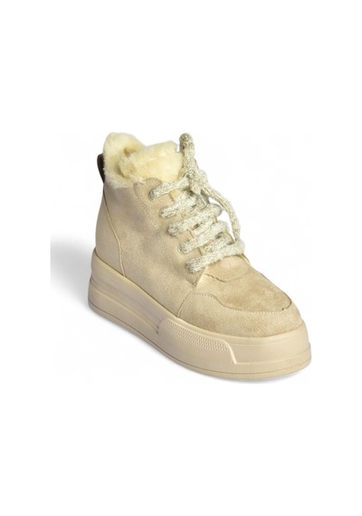 Fox Shoes V367343402 Bej Süet İçi Tüylü Kalın Tabanlı Kadın Bot Bej