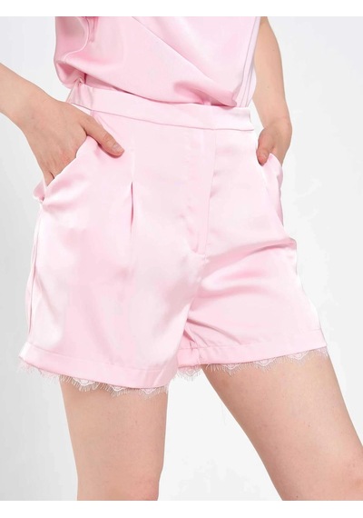 Elora Atelier Dantel Detaylı City Boy Şort Pembe