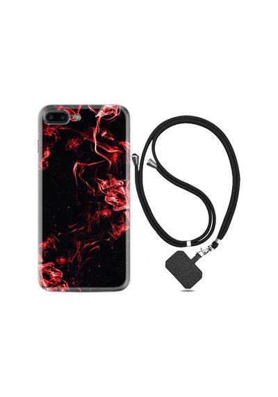 Apple Uyumlu iPhone 7 Plus 8 Plus Kılıf Boyun Askılı Red Smoke 1745