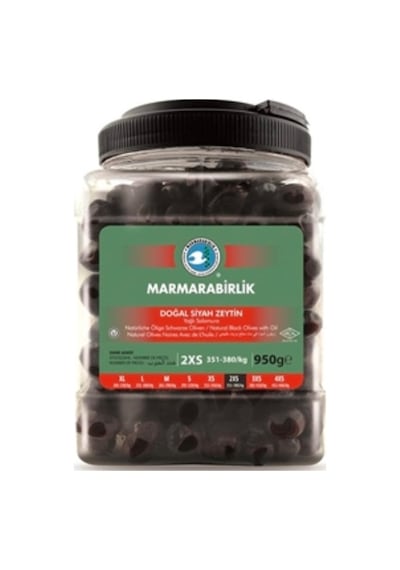Marmarabirlik Yağlı Salamura 31-380 KB 2XS Siyah Zeytin Cam 950 G