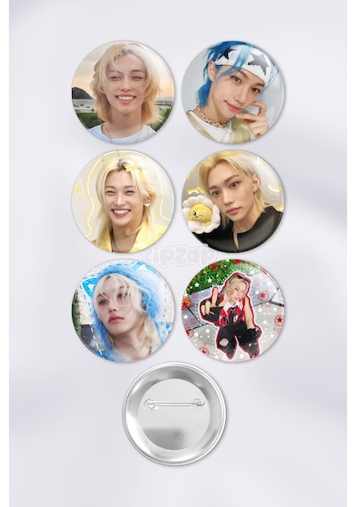 Felix Stray Kids Kpop Çanta Süsü Rozet İğneli Buton Rozet Seti 6 Adet Altılı
