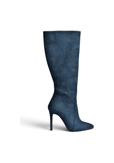 Fox Shoes N372530102 Lacivert Süet İnce Topuklu Kadın Çizme