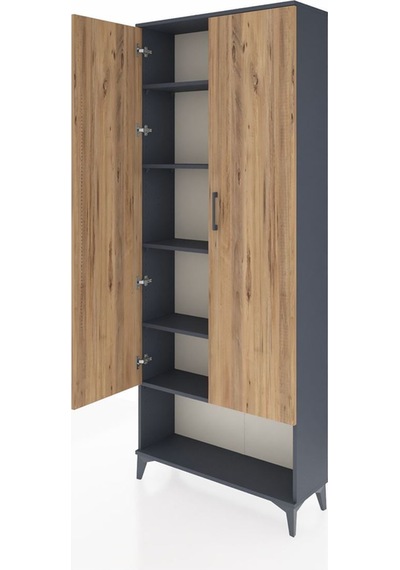 Arges Dolap 5 Raflı 2 Kapaklı 88x30x221 Antrasit-çam Antrasit