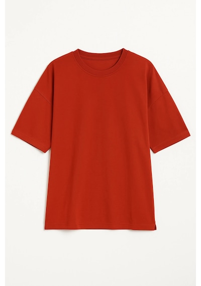 Markapia Kadın Bisiklet Yaka OversizePamuk T-shirt Kremit
