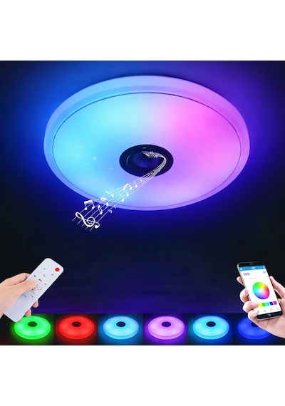 Akıllı Rgb Led Tavan Lambası Bluetooth Hoparlörlü, Müzikli, Uygulama Kontrollü 60w Beyaz