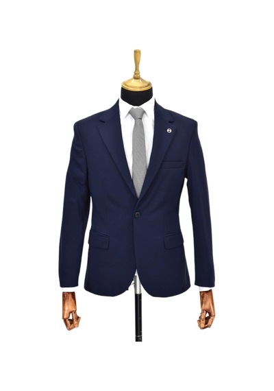 Erkek Lacivert Tek Spor Ceket Çift Yırtmaçlı Bgl-st03974 Lacivert