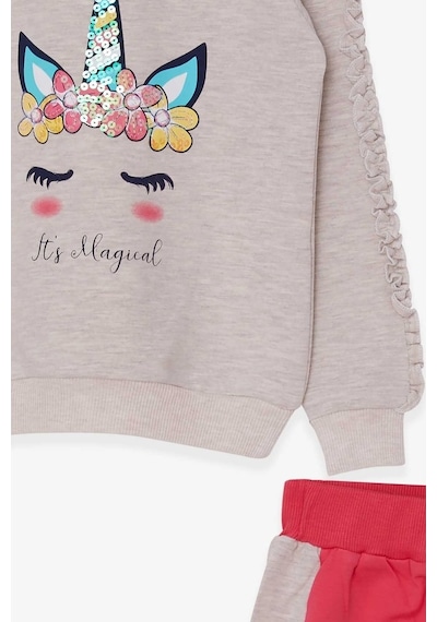 Breeze Kız Çocuk Eşofman Takımı Unicorn Bej Melanj (1.5-5 Yaş)