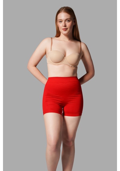 Fit Women Push Up Seamless Dikişsiz Popo Kısa Paçalı Korse 2064 Kırmızı