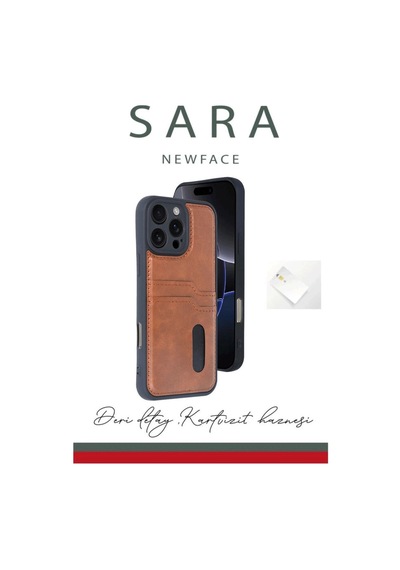 Apple İphone 16 Pro Kılıf Sara Kartvizitli Deri Kılıf