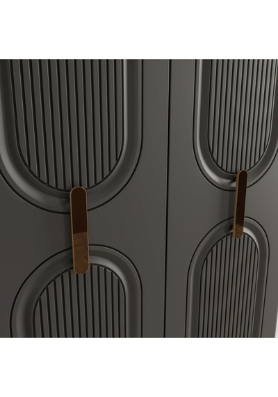 Zen 5 Kapak Ayaklı Tasarım Country Mdf Gardırop Antrasit