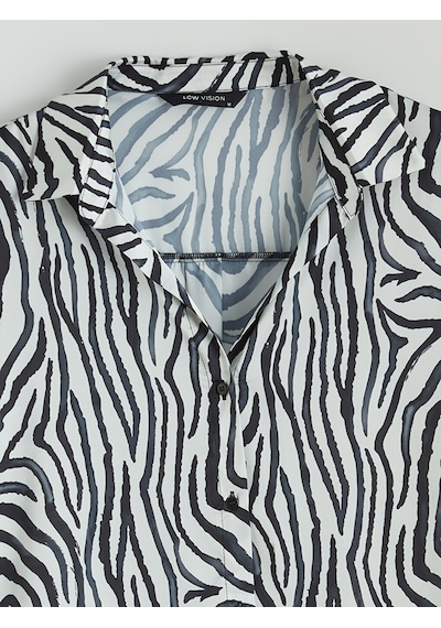 Lcw Vision Siyah Zebra Desenli Kadın Gömlek
