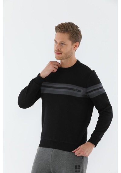 Maraton Sportswear Regular Erkek Bisiklet Yaka Uzun Kol Basic Siyah Sweatshirt 20198-siyah