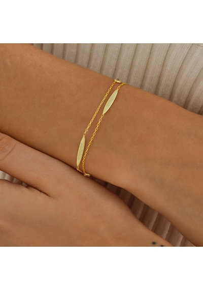 Queen Silver Jewelry 925 Ayar Gümüş 2 İsimli Bileklik Altın