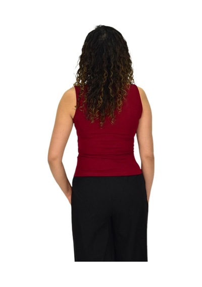Kadın Düz Renk Vücuda Oturan Askılı Tişört Bgl-st04297 Bordo