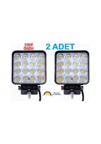 12v/24v Off Road 2 Li / Çalışma Lambası 16 Led Kare Projektör N11.1116