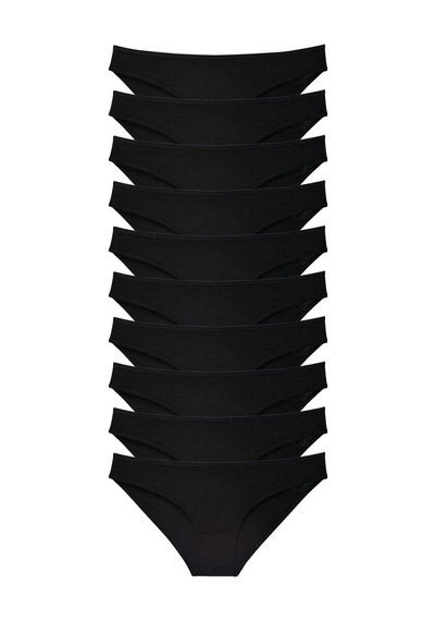 10 Adet Süper Eko Set Likralı Kadın Slip Külot Siyah Çok Renkli