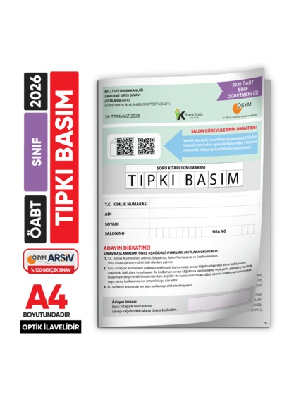 2026 Meb-ags Öabt Sınıf Öğretmenliği Ösym Tıpkı Basım Kitapçığı Türkiye Geneli Deneme