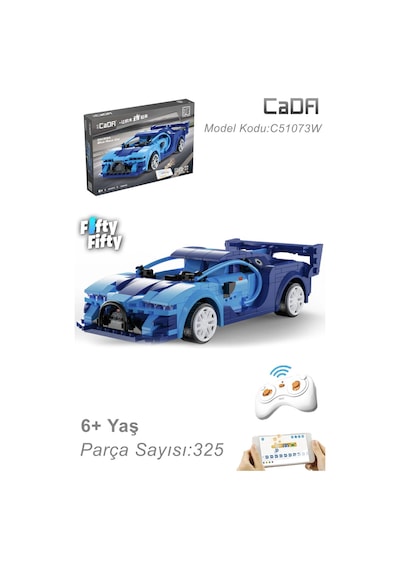 Cada Mavi Yarış Arabası Uzaktan Kumandalı -c51073w 325 Parça Oyuncak Yapım Seti