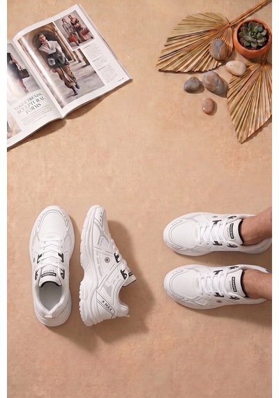 Elit Asens4338 Erkek Klasik Sneaker Beyaz - Siyah