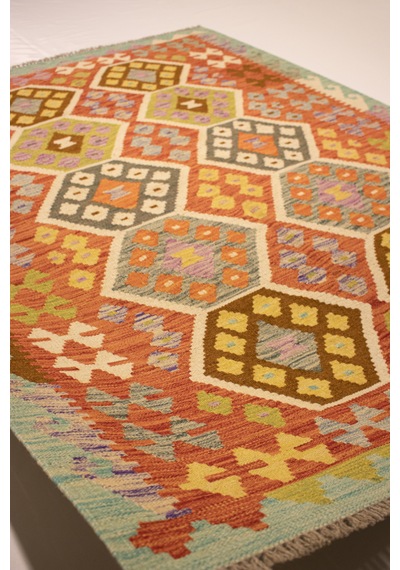 El Dokuma Afgan Kilim 100% Yün Kök Boya Elsanat Eserı İle Harıka Desenlı Çok Renkli