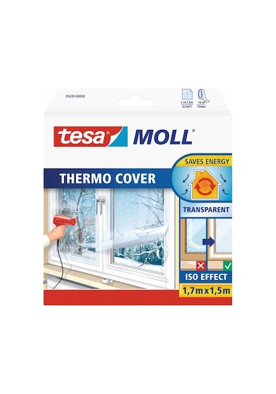 Tesamoll Pencere İzolasyon Yalıtım Filmi Termo Kılıf, Şeffaf, 1.7m X 1.5m Diğer