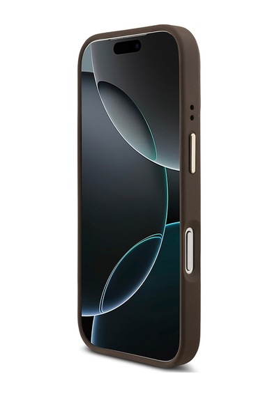 Apple Uyumlu iPhone 17 Pro  Kılıf Guess Lisanslı M-safeli 4g Metal Büyük Logolu Kartlıklı Kapak Kahverengi Kahverengi