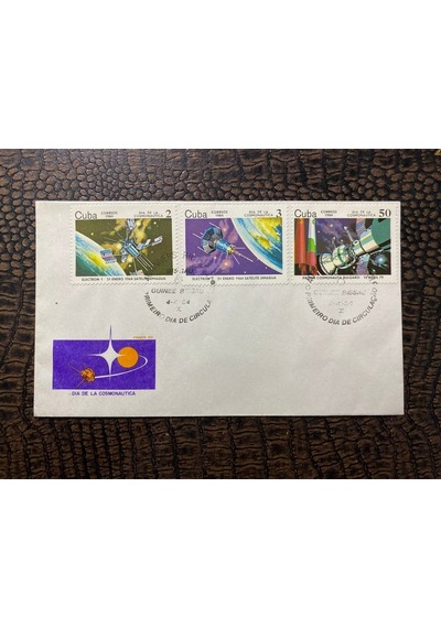 Cuba Küba İlk Gün Zarfı 1984 Dia Del Cosmonautica Uzay Uydu Temalı Fdc