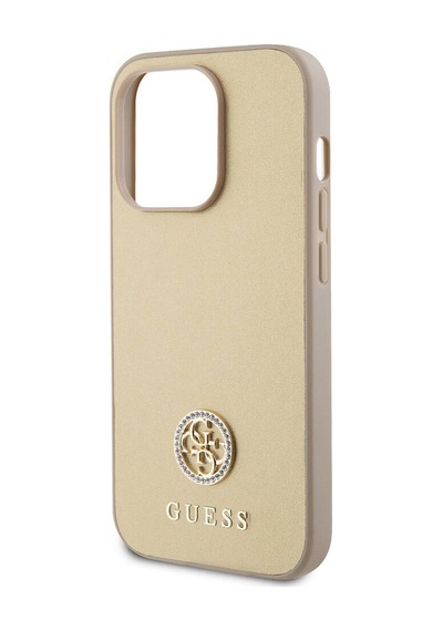 Apple Uyumlu iPhone 14 Pro Max Kılıf Guess Lisanslı Deri 4g Metal Logo Strass Kapak Siyah